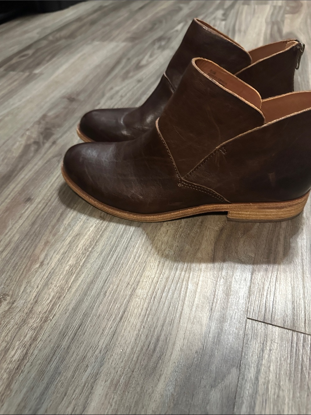 Kork-Ease Women's Dark Brown Leather Ankle Booties - Picture 6 of 14
